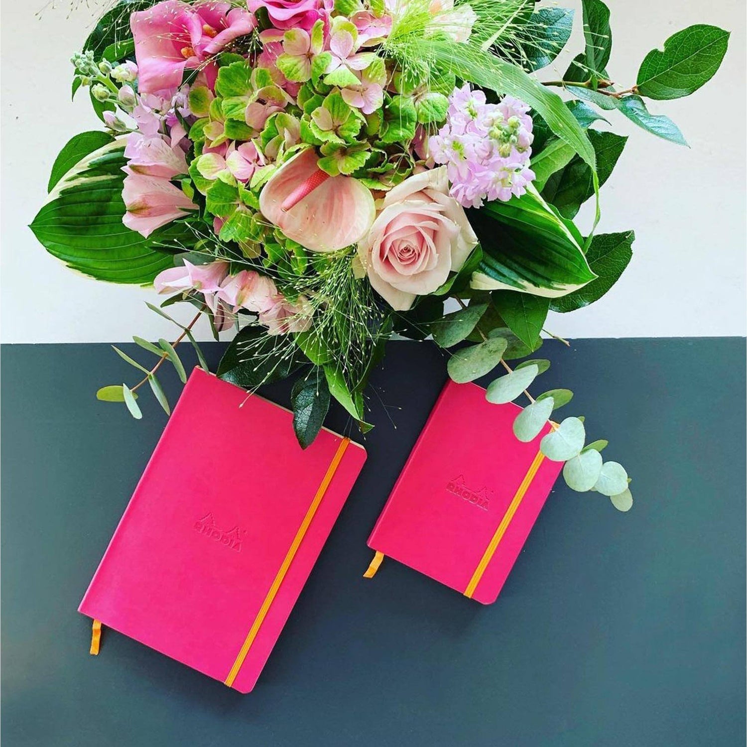 Agenda A5 192 pagini Rhodia dictando roz zmeura, coperta rigida Agenda Rhodia 