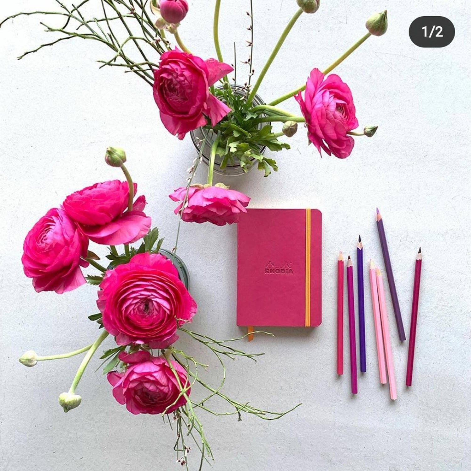 Agenda A5 192 pagini Rhodia dictando roz zmeura, coperta rigida Agenda Rhodia 