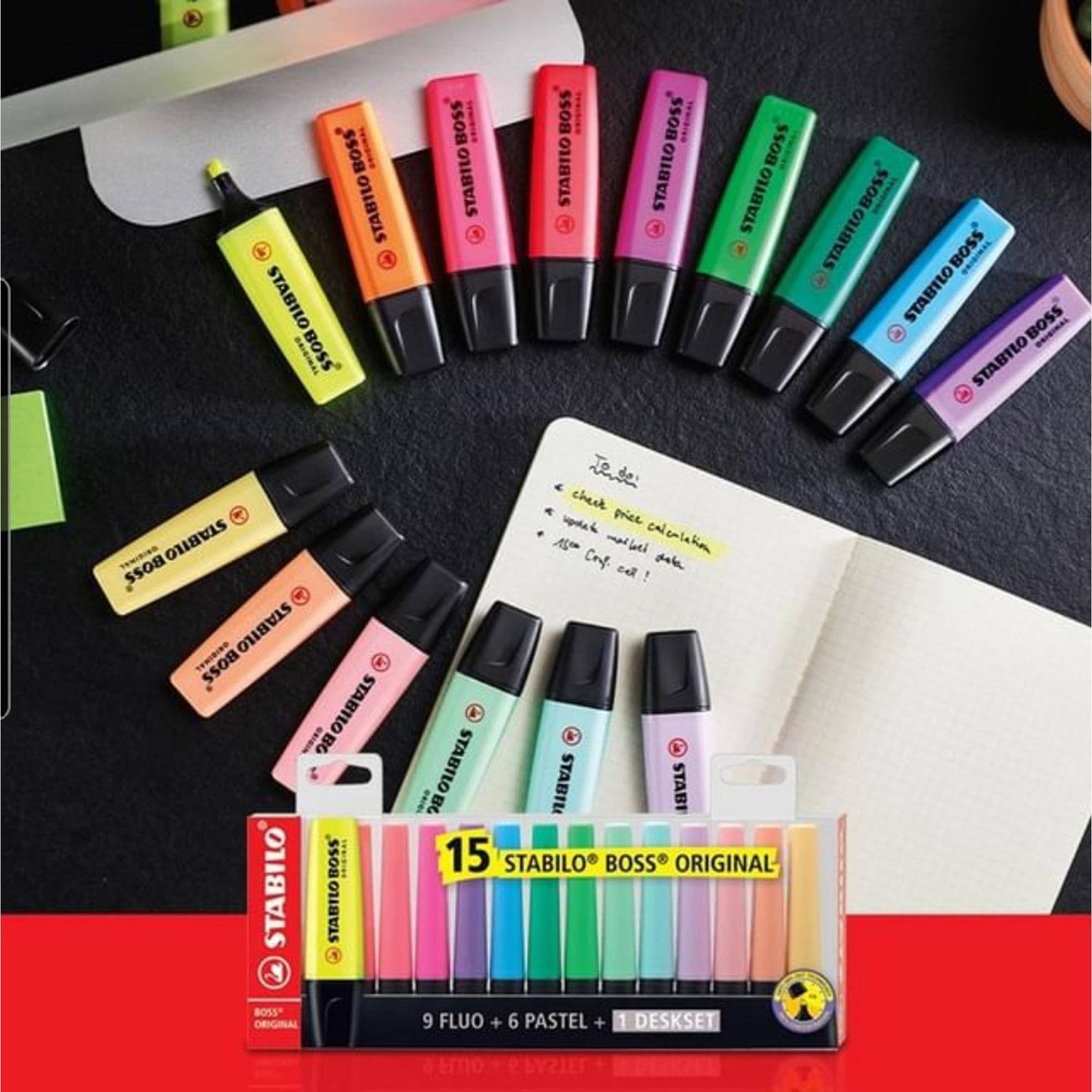 Textmarker STABILO BOSS Original 15 culori/set Textmarker Stabilo 