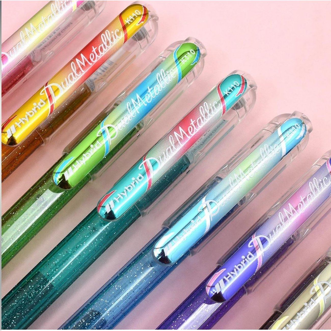 Roller cu Gel Pentel Hybrid Duo vopsea metalizata+gel 4 culori/set ROLLERE CU GEL Pentel 