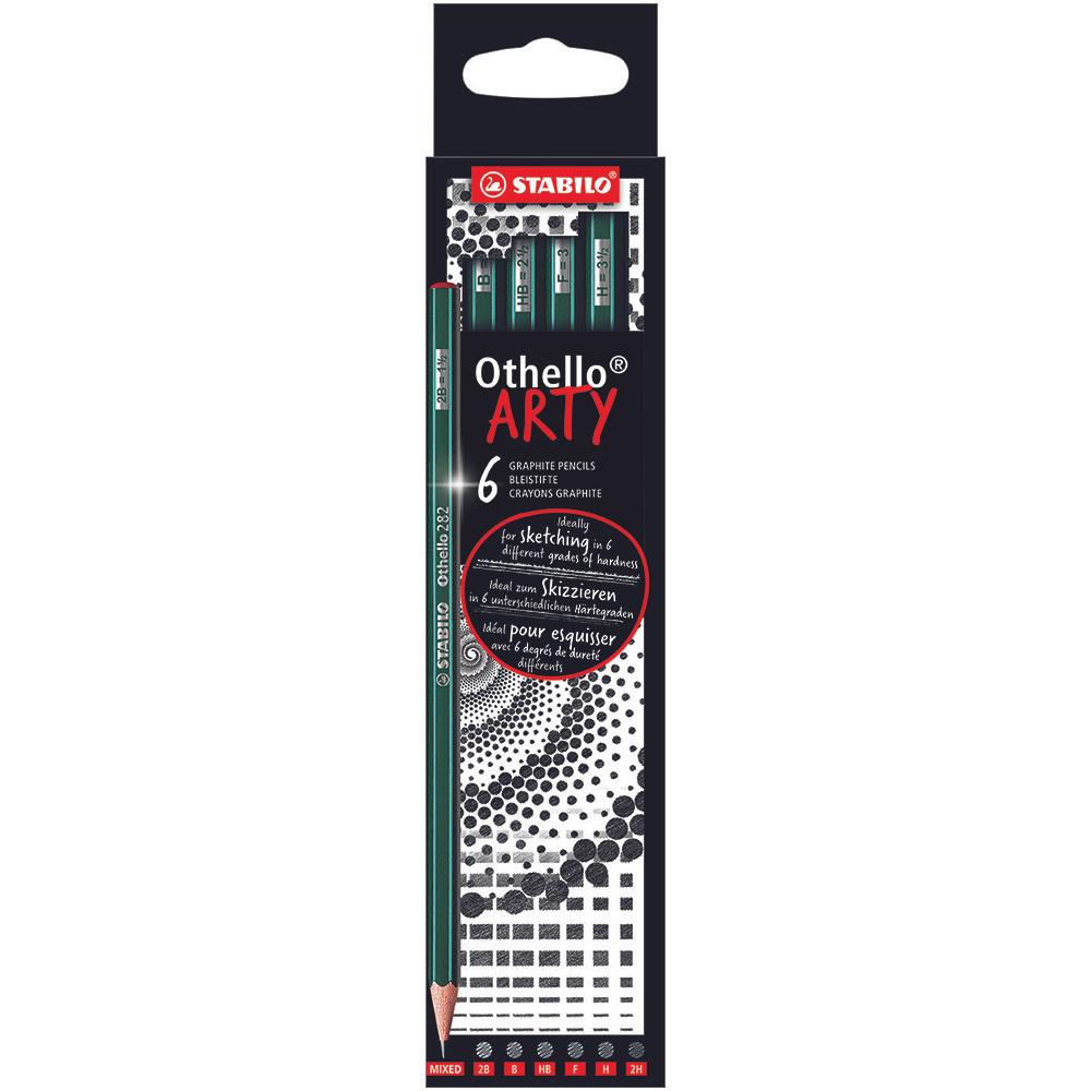 Set creioane grafit Stabilo Othello Arty 2B, B, HB, F, H, 2H Creioane grafit Stabilo 