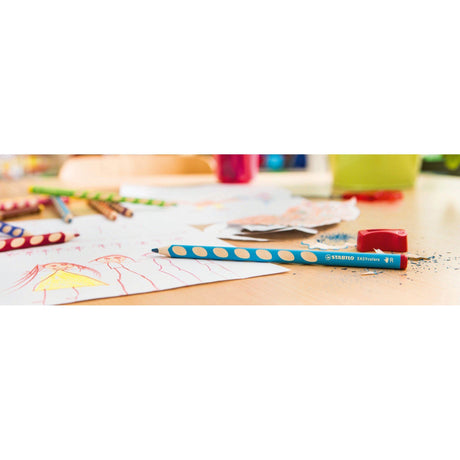 Creioane colorate Stabilo EasyColors, pentru stangaci, 6 culori/portofel carton Creioane colorate Stabilo 