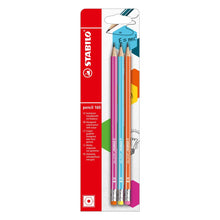Încarcă imaginea în vizualizatorul Galerie, Set 3 creioane grafit cu radiera tip HB 160, roz, bleu, portocaliu Creioane grafit Stabilo 

