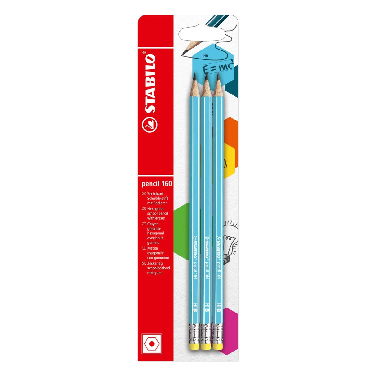 Set 3 creioane grafit cu radiera tip HB 160, albastru Creioane grafit Stabilo 