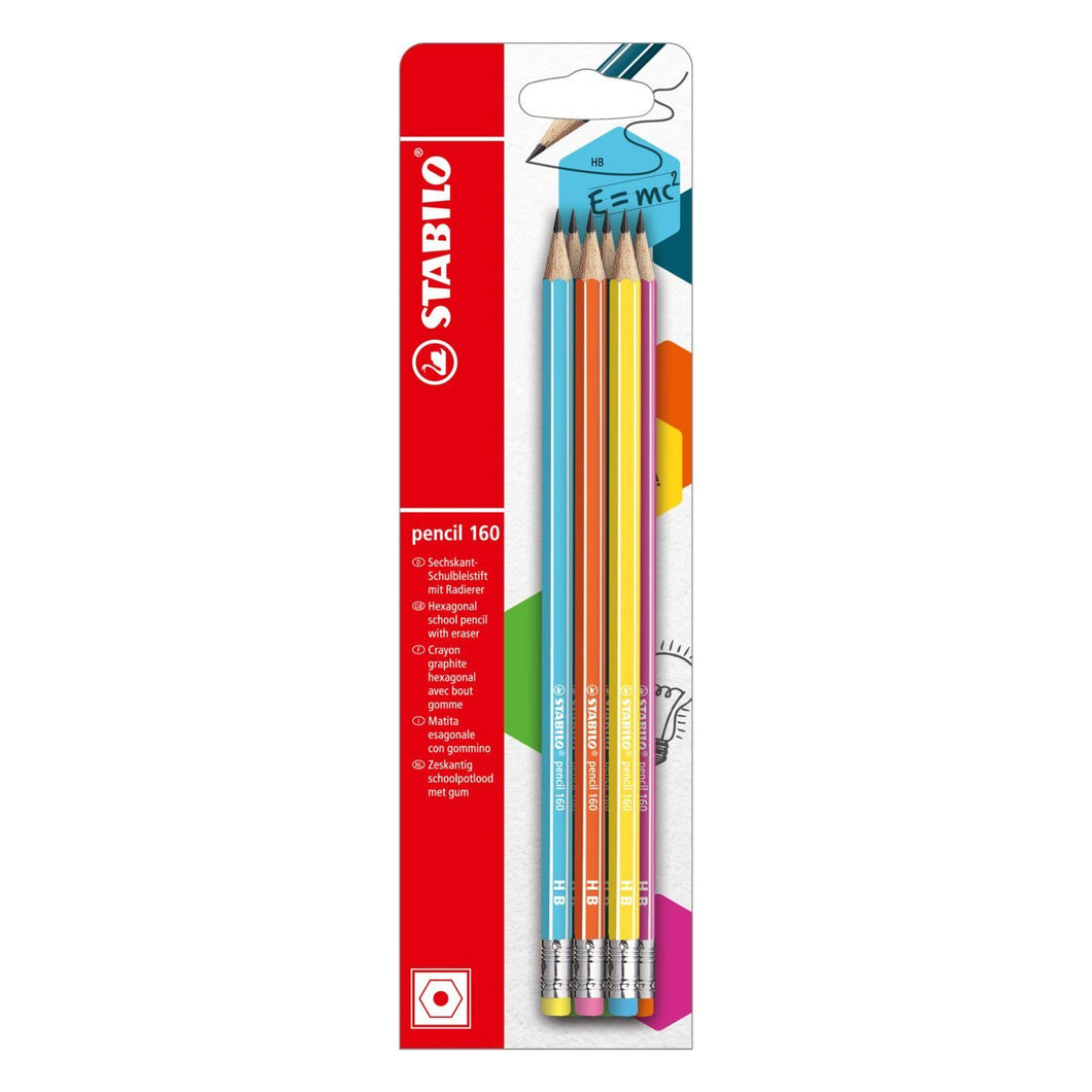 Set 6 creioane grafit cu radiera tip HB 160 Creioane grafit Stabilo 
