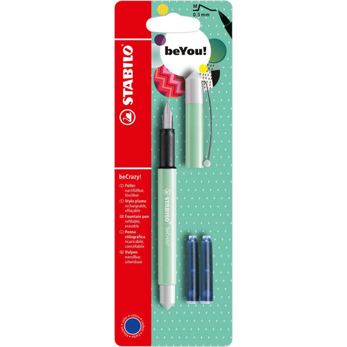 Stilou Stabilo beCrazy!, verde menta pastelat/alb +2 rezerve, blister Pixuri Stabilo 