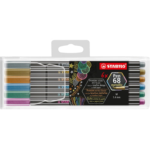 Carioca Stabilo Pen 68 1mm 6 culori/set plastic, culori metalizate (2x argintiu, auriu, bronz, albastru metalizat, verde metalizat) Carioca Stabilo 