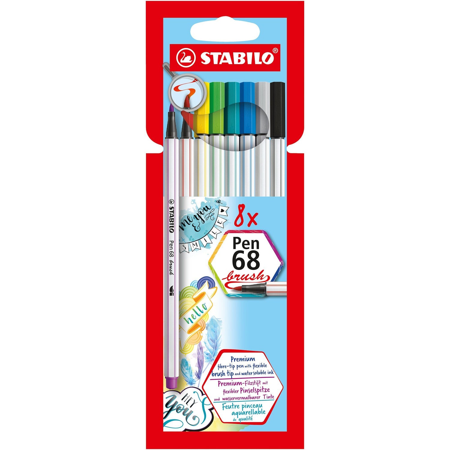 Carioca STABILO Pen 68 cu varf tip pensula 8 buc/portofel carton Carioca Stabilo 