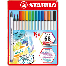 Încarcă imaginea în vizualizatorul Galerie, Carioca STABILO Pen 68 cu varf tip pensula 15 buc/cutie metalica Carioca Stabilo 
