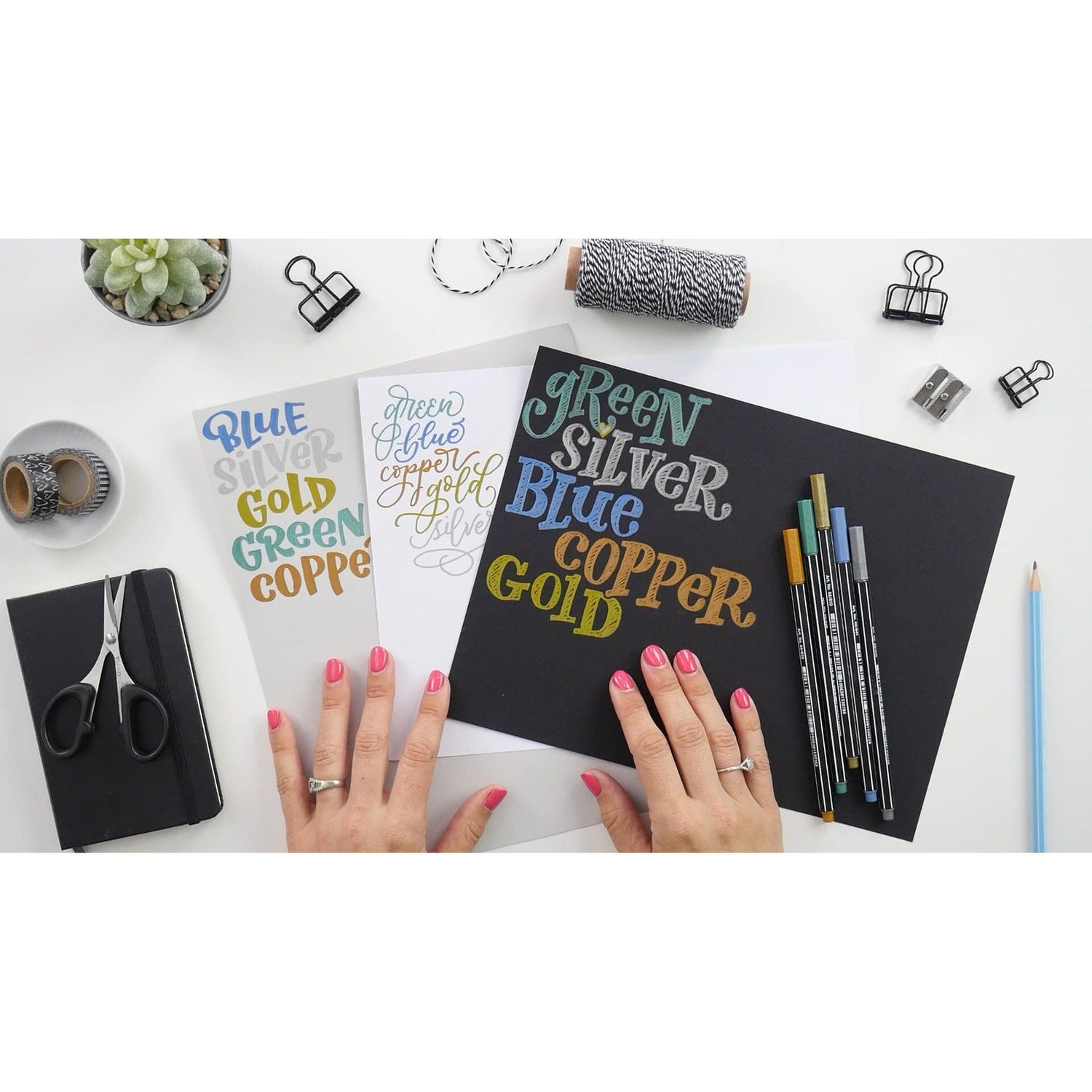 Carioca Stabilo Pen 68 1mm 6 culori/cutie metalizata, culori metalizate (2x argintiu, auriu, bronz, albastru metalizat, verde metalizat) Carioca Stabilo 