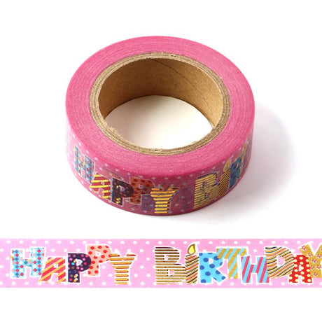 Banda Washi - Roz Model Happy Birthday Banda Washi Paperie.ro 
