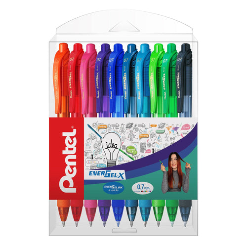 Roller Energel X PENTEL cu mecanism 0.7mm 10 buc/set plastic Paperie.ro 