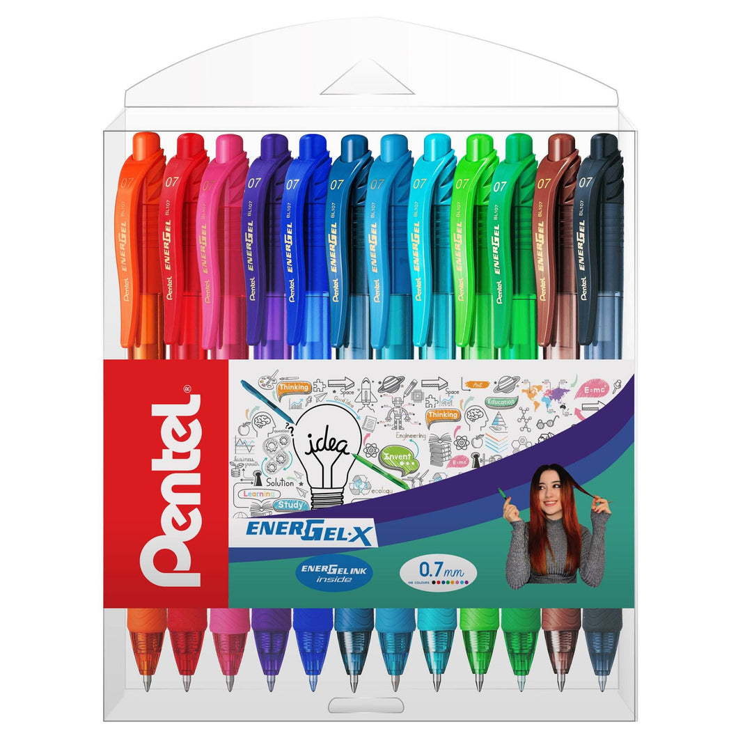 Roller Energel X PENTEL cu mecanism 0.7mm 12 buc/set plastic Paperie.ro 