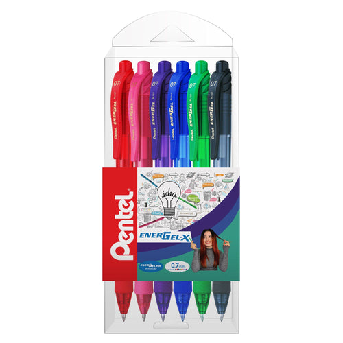 Roller Energel X PENTEL cu mecanism 0.7mm 6 buc/set plastic Paperie.ro 