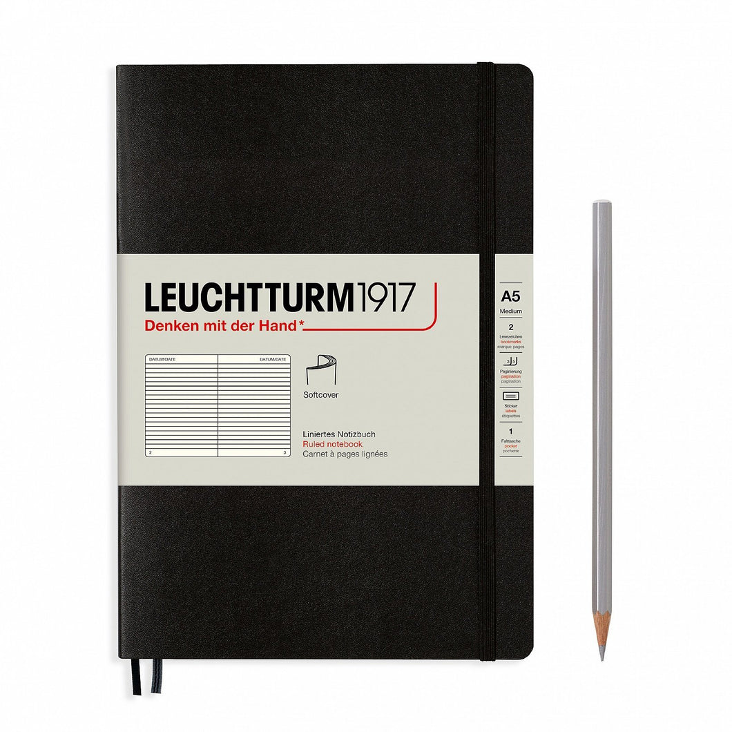 Agenda BUJO punctata A5 Softcover - Negru, 123 pagini BUJO, A5, punctata, softcover Leuchtturm 1917 