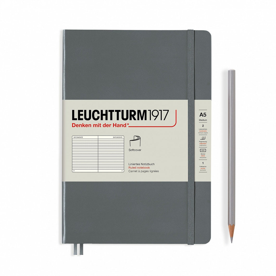 Agenda BUJO punctata A5 Softcover - Antracit, 123 pagini BUJO, A5, punctata, softcover Leuchtturm 1917 