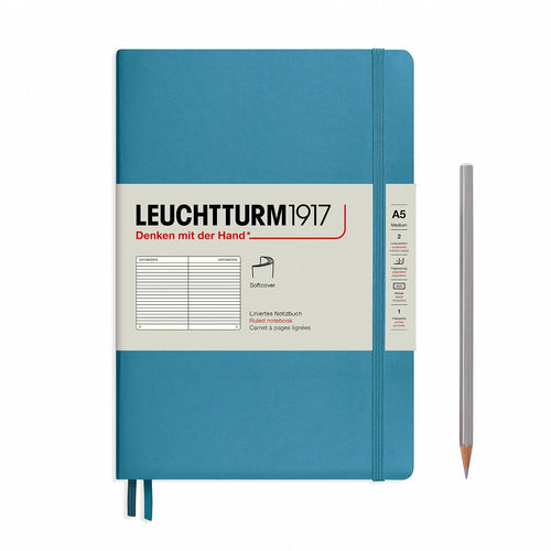 Agenda BUJO punctata A5 Softcover - Nordic Blue, 123 pagini BUJO, A5, punctata, softcover Leuchtturm 1917 