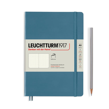 Agenda Bujo A5 Rising Colors - Stone Blue, hardcover, 251 pagini BUJO, A5, punctata, softcover Leuchtturm 1917 