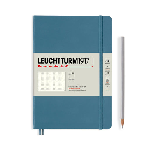 Agenda Bujo A5 Rising Colors - Stone Blue, hardcover, 251 pagini BUJO, A5, punctata, softcover Leuchtturm 1917 