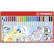 Carioca STABILO Pen 68 cu varf tip pensula 25 buc/cutie metalica Carioca Stabilo 