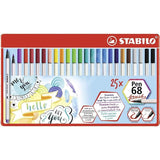 Carioca STABILO Pen 68 cu varf tip pensula 25 buc/cutie metalica Carioca Stabilo 