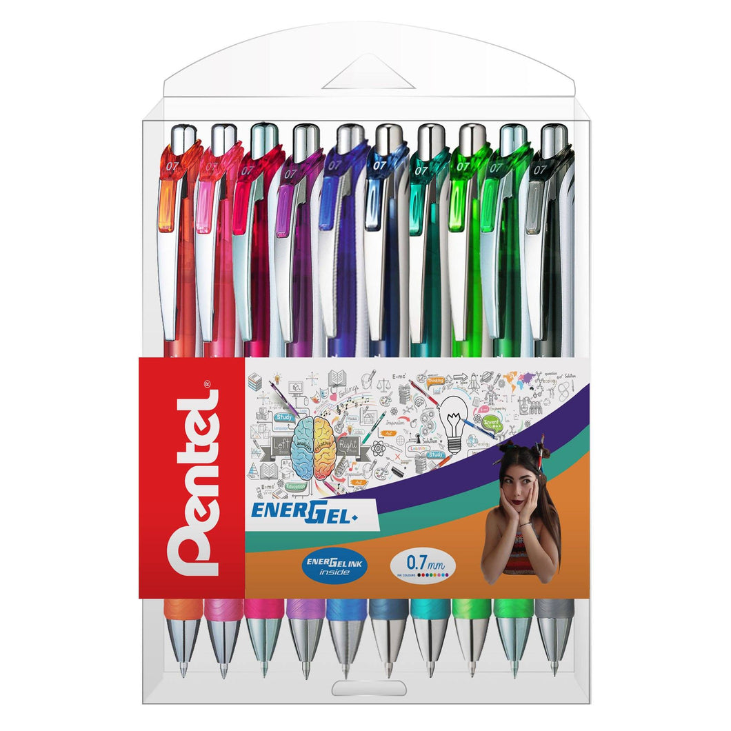 Roller Energel PENTEL cu mecanism 0.7mm 10 buc/set plastic Paperie.ro 