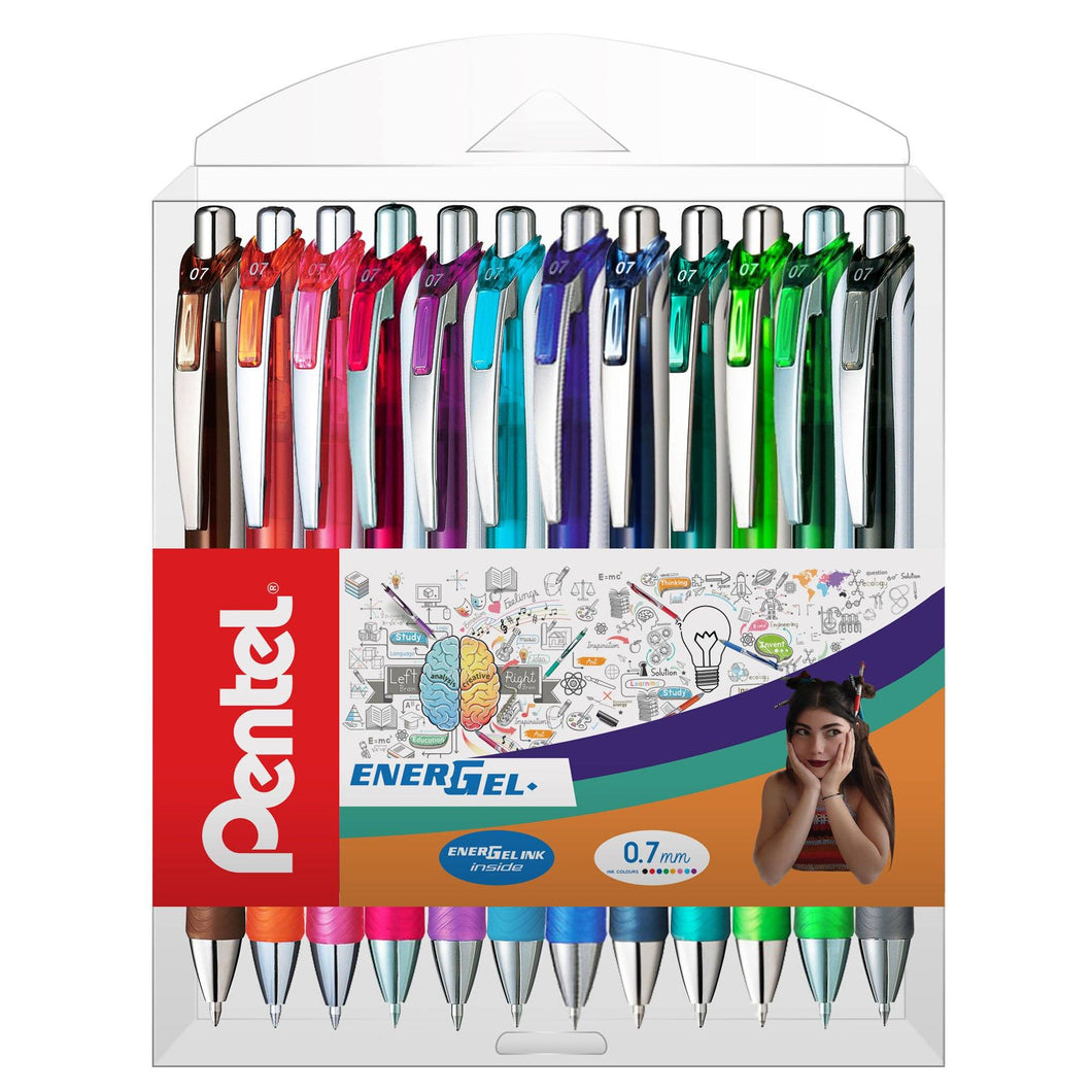 Roller Energel PENTEL cu mecanism 0.7mm 12 buc/set plastic Paperie.ro 