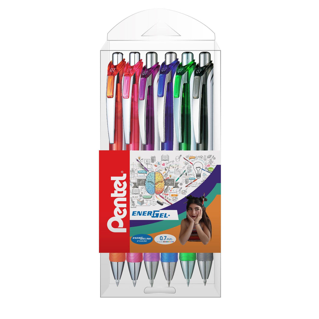 Roller Energel PENTEL cu mecanism 0.7mm 6 buc/set plastic Paperie.ro 