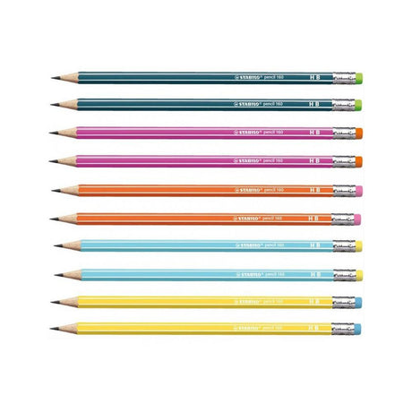 Set 3 creioane grafit cu radiera tip HB 160, roz Creioane grafit Stabilo 