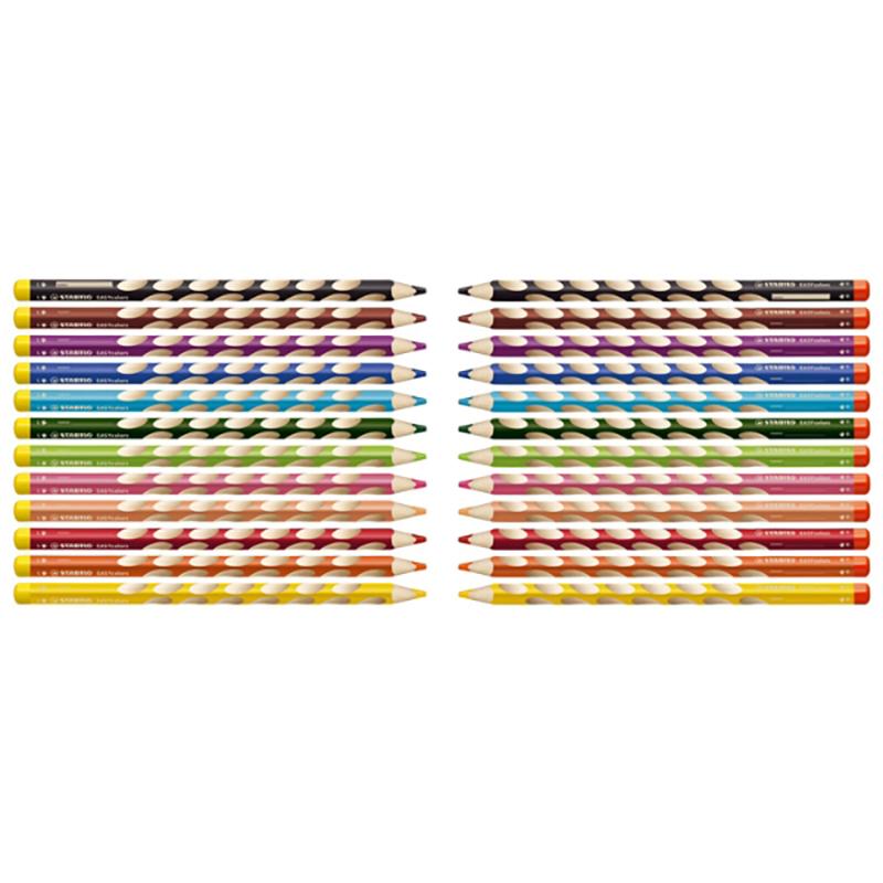 Creioane colorate Stabilo EasyColors, pentru stangaci, 6 culori/portofel carton Creioane colorate Stabilo 