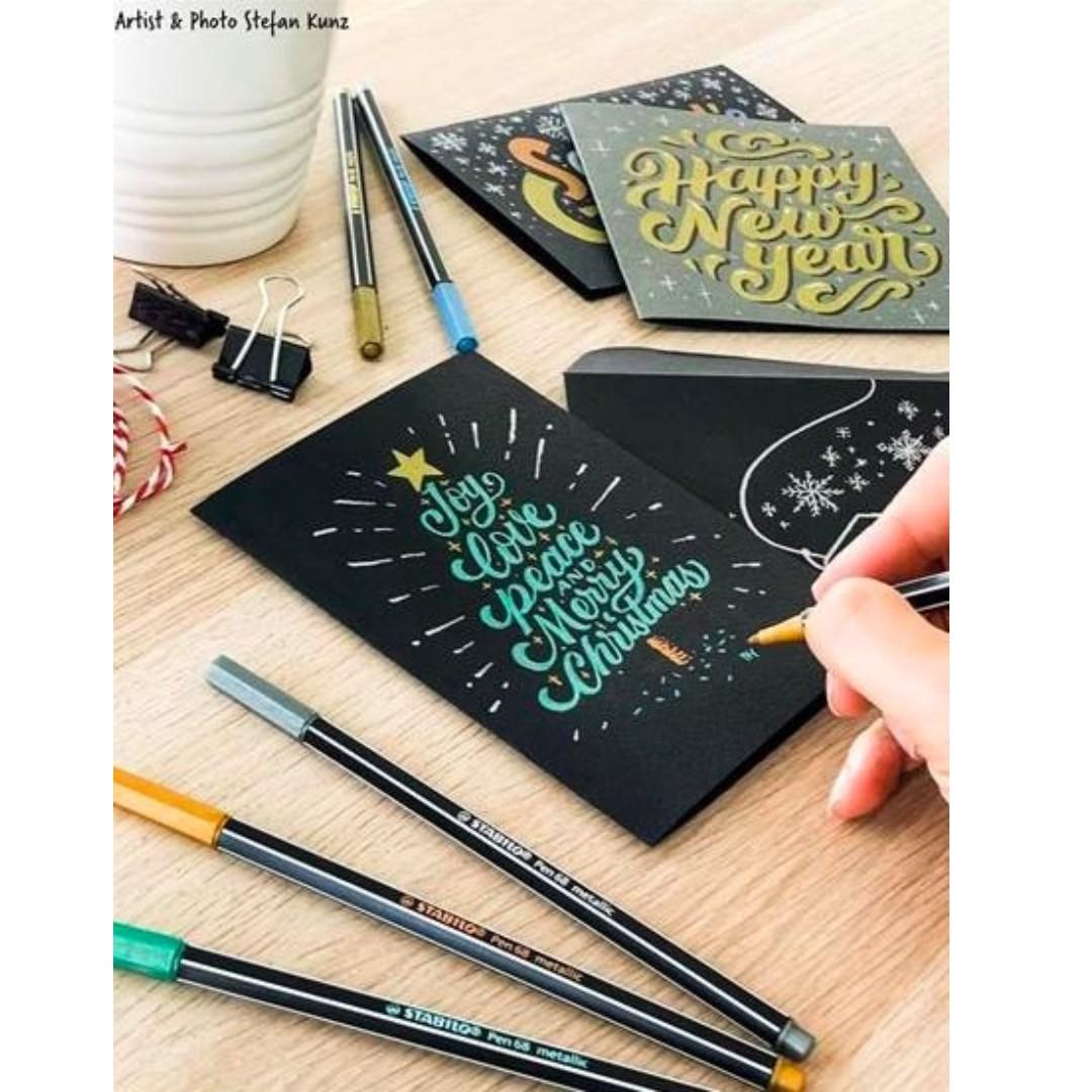 Carioca Stabilo Pen 68 1mm 6 culori/cutie metalizata, culori metalizate (2x argintiu, auriu, bronz, albastru metalizat, verde metalizat) Carioca Stabilo 